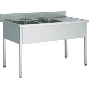 Washing-up basin 2 bowls of furniture 700mm depth