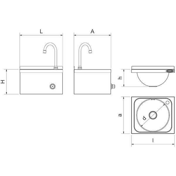 Wasbak met drukknop zwart