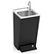 Black floor-standing push-button washbasin