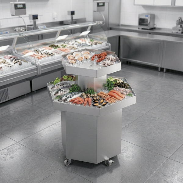 Fricosmos Multifunctional Stainless Steel Ice Cream Display Case Fish, Smoothies & Drinks