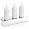 Stainless steel storage rack for 3 sauce bottles