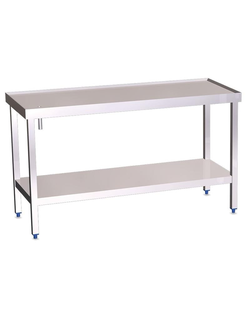 Table with gutter, raised edges and shelf INOX RVS FOR FOOD INDUSTRY