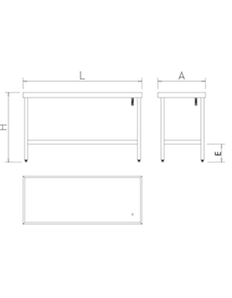 Table with gutter, raised edges and shelf - INOX RVS FOR FOOD INDUSTRY