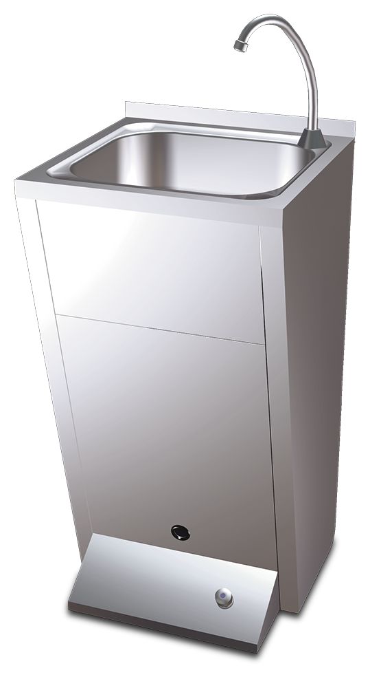Standard hand wash basin - with push button at foot height. - INOX RVS ...
