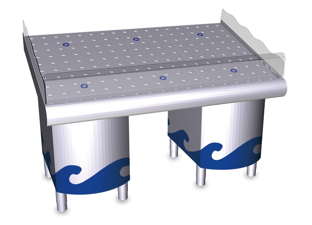 Floormounted 1.5 m fish counter INOX RVS FOR FOOD INDUSTRY