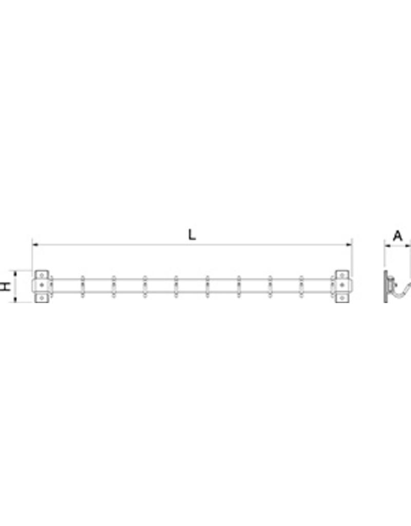 Wall mounted bar with hooks INOX RVS FOR FOOD INDUSTRY