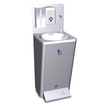 Mobile hand washbasin with waste tray + 220V pump.