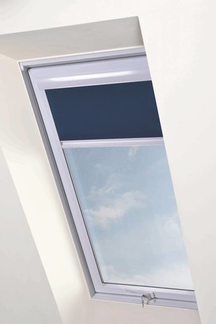 Intura Multistop roller blind with white aluminium frame for plastic skylights