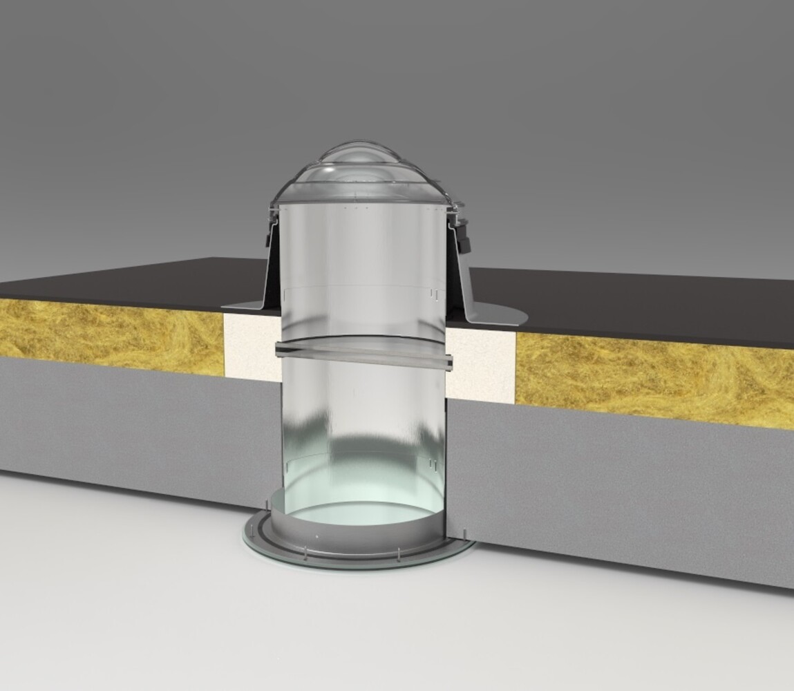 Intura SunTube25 – the light tunnel for flat roofs with a diameter of 25 cm and a crystal glass dome