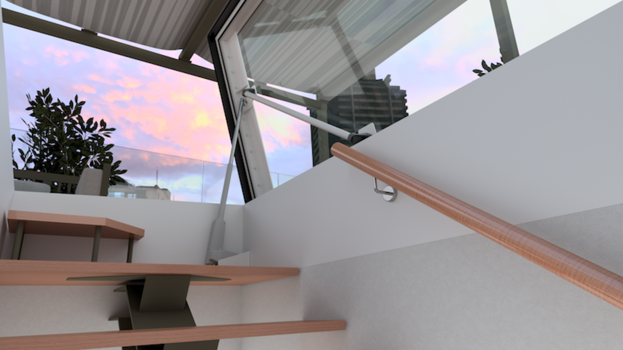 Intura FLH B9 Premium roof exit hatch, electrically operated, 90x240 - triple glazing, sun protection