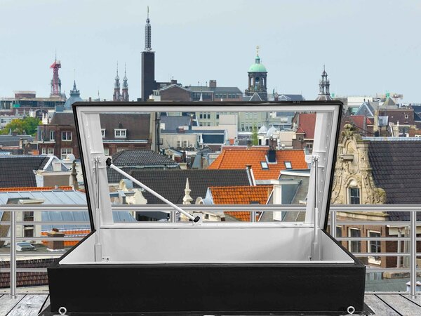Intura FLH B9 Premium roof exit hatch, electrically operated, 90x240 - triple glazing, sun protection