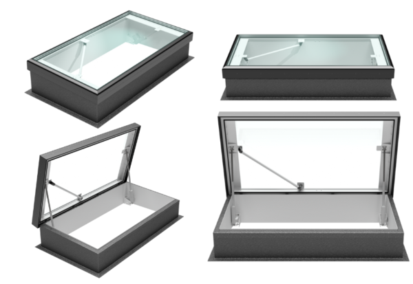 Intura FLH B9 Premium roof exit hatch, electrically operated, 100x200 - triple glazing, sun protection