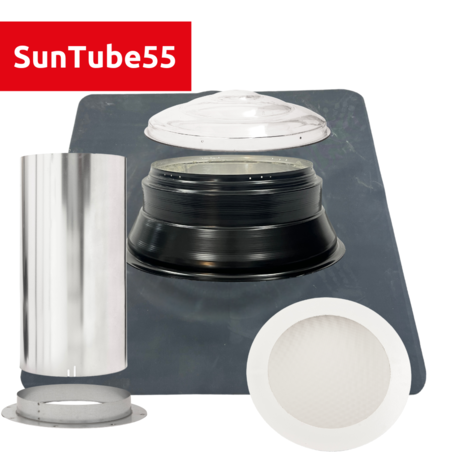 Intura Suntube55 – the light tunnel for flat roofs with a diameter of 55 cm and a dome