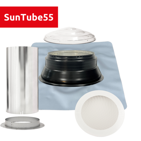 Intura Suntube55 – the light tunnel for flat roofs with a diameter of 55 cm and a dome