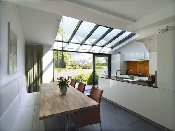 Intura Flat aluminium rooflight - 3 equal glass surfaces