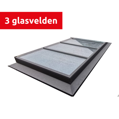 Intura Flat aluminium rooflight - 3 equal glass surfaces