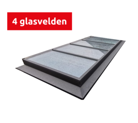 Intura Vlakke lichtstraat aluminium - 4 gelijke glasvlakken Intura Vlakke lichtstraat aluminium - 4 gelijke glasvlakken