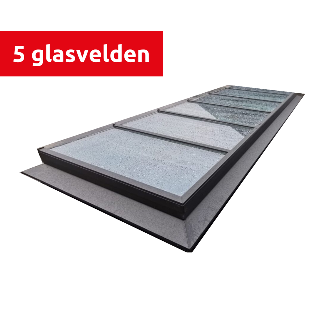 Intura Vlakke lichtstraat aluminium - 5 gelijke glasvlakken Intura Vlakke lichtstraat aluminium - 5 gelijke glasvlakken