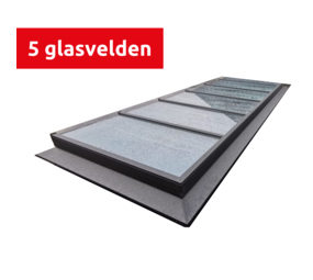 Intura Vlakke lichtstraat aluminium - 5 gelijke glasvlakken Intura Vlakke lichtstraat aluminium - 5 gelijke glasvlakken
