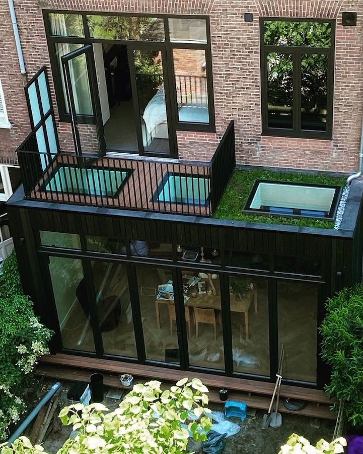Beloopbaar glas in een dakterras