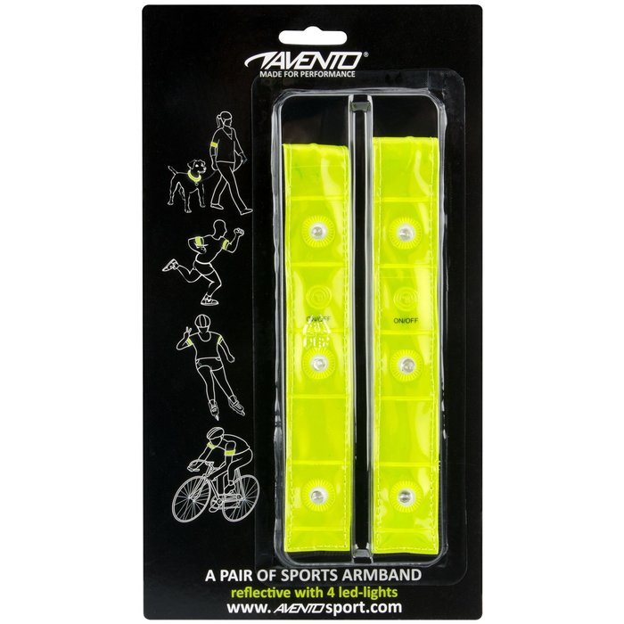 Avento® Avento® - Reflektierendes Sportarmband mit LED-Beleuchtung • Satz von 2 • Gelb