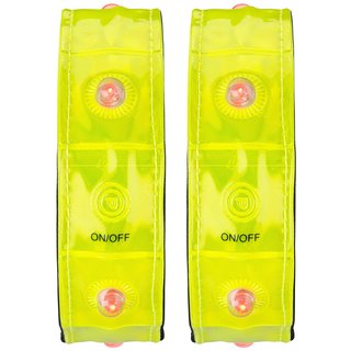 Avento® Reflektierendes Sportarmband mit LED-Beleuchtung • Satz von 2 • Gelb