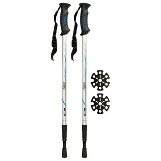 Abbey Camp® Walking Stick Telescopic Adjustable Anti-shock • DENVER-135 • Silver/Blue