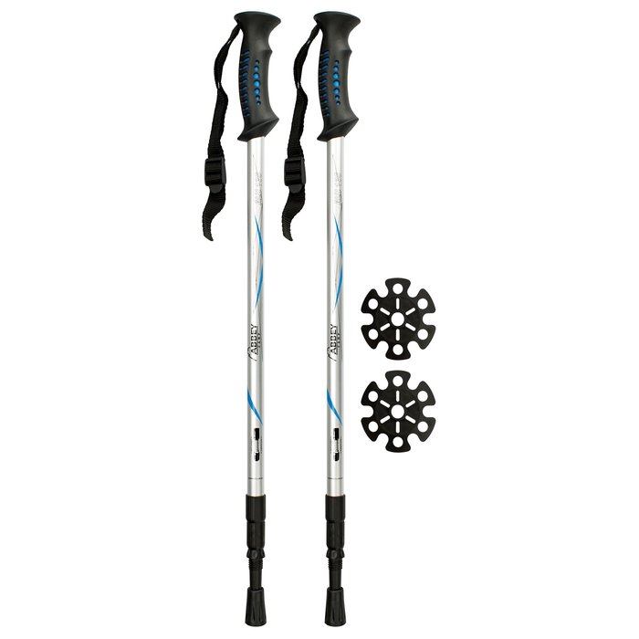 Abbey Camp® Abbey Camp® - Walking Stick Telescopic Adjustable Anti-shock • DENVER-135 • Silver/Blue