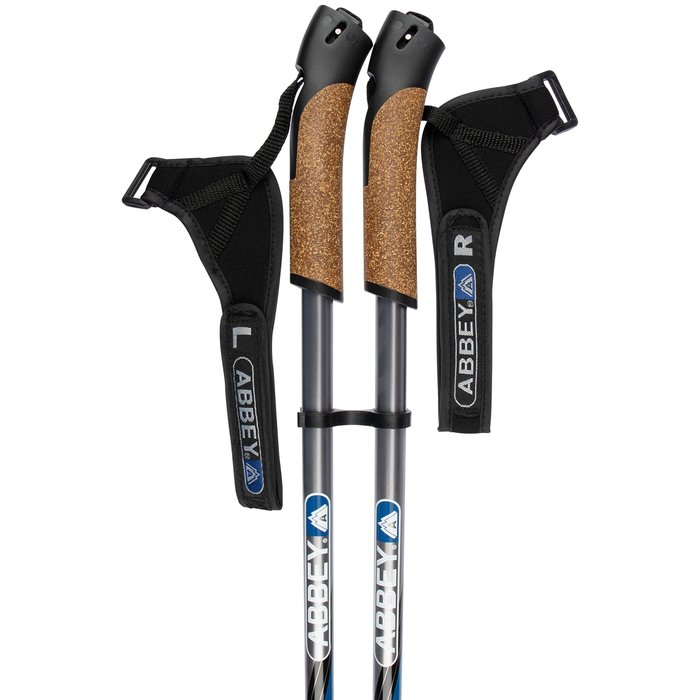 Abbey Camp® Abbey Camp® - Gehstock Einstellbar Nordic Walking • GENEVA-140 • Schwarz/Grau