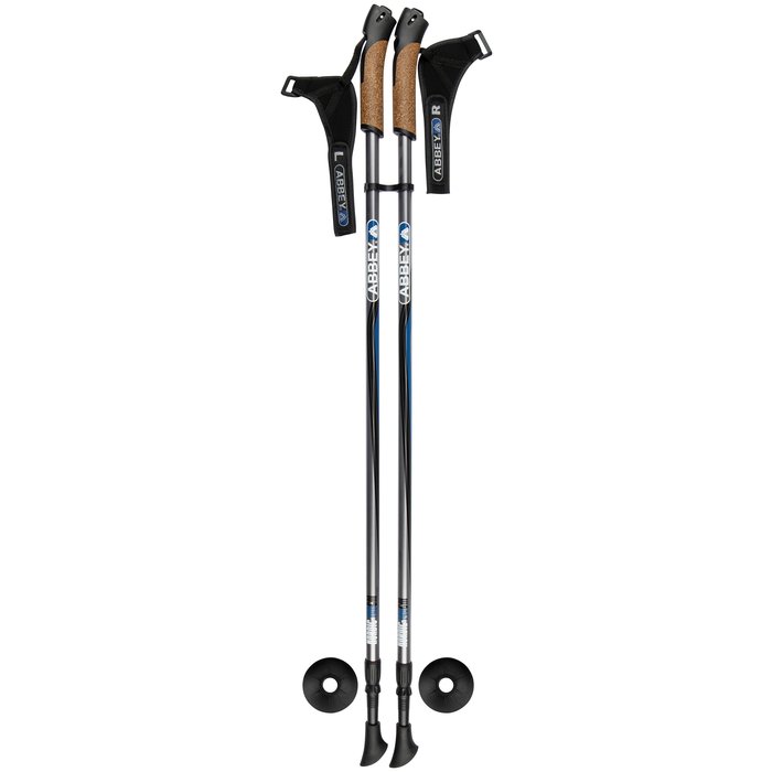 Abbey Camp® Abbey Camp® - Gehstock Einstellbar Nordic Walking • GENEVA-140 • Schwarz/Grau