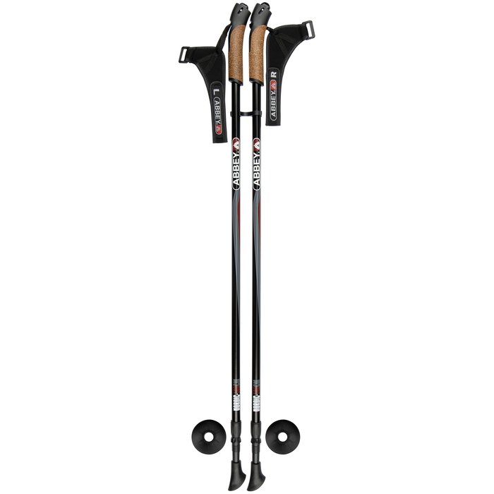Abbey Camp® Abbey Camp® - Gehstock Einstellbar Nordic Walking • GENEVA-140 • Schwarz/Rot
