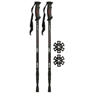Abbey Camp® Gehstock Teleskop Verstellbar Anti-shock • DENVER-135 • Schwarz/Rot