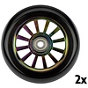 Black Dragon® Stuntstep Räder Set • SPOKED PLASTIC NEO CHROME • Multi/Schwarz