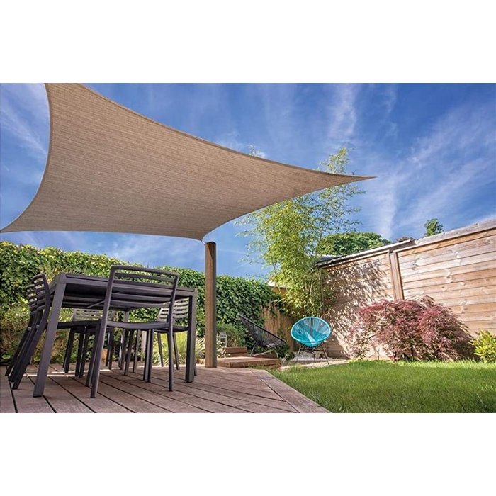 Schattentuch offener Struktur - 3x3 Meter - Sandfarbe