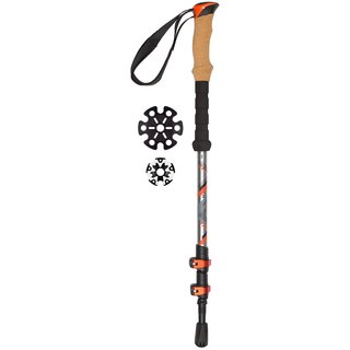 Abbey Camp® Walking Stick Telescopic Adjustable Cork/EVA Grip • NAGANO-1 • Black/Red
