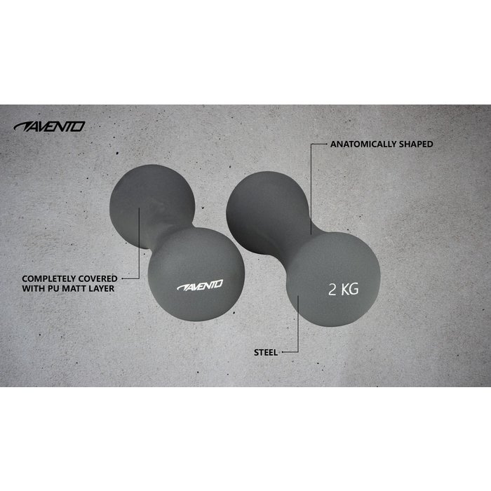 Avento® Avento® - Jeu de poids à main • BONE - 2X 2 KG • Gris