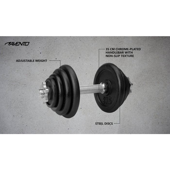 Avento® Avento® - Halter Verstelbaar Staal • 15 KG • Zwart