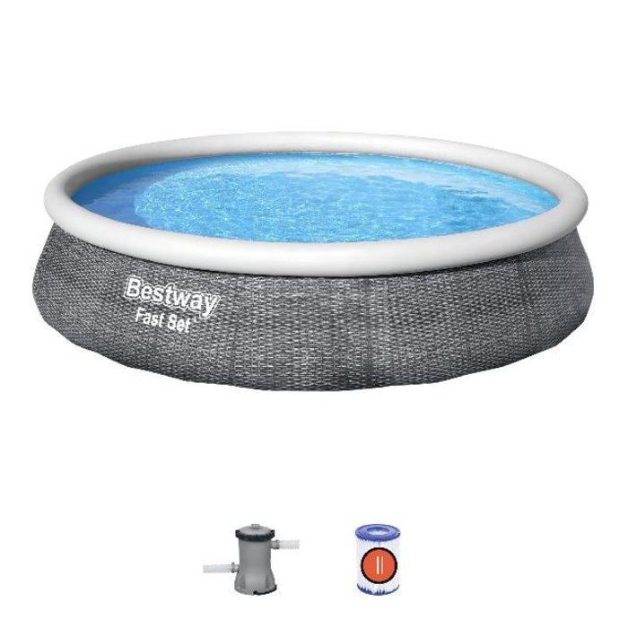 Bestway Bestway - Piscine - Fast Set Rattan - Set avec pompe de filtration - Round 396