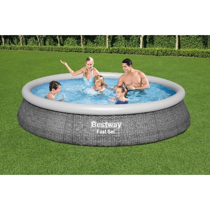Bestway Bestway - Schwimmbad - Fast Set Rattan - Set mit Filterpumpe - Rund 396