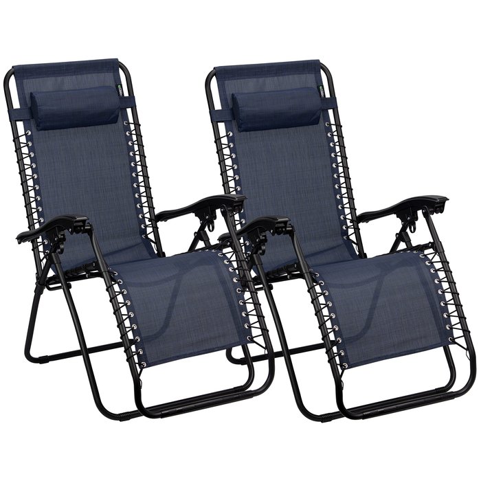Abbey Camp® Abbey Camp® - Stoel • Chaise Longue IV • Set van 2 • Marine/Donkerblauw