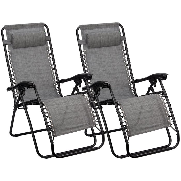 Abbey Camp® Abbey Camp® - Chair • Chaise Longue IV • Set of 2 • Gray/Dark gray