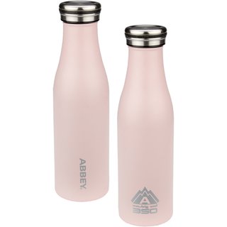 Abbey Camp® Bouteille de boisson double-malent • VICTORIA • 0.45 L • Rose clair/Argent