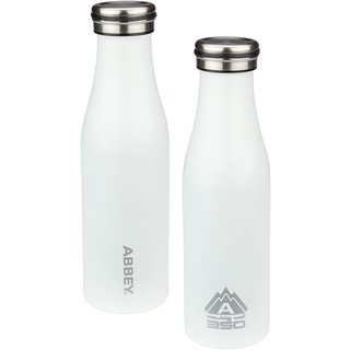 Abbey Camp® Bouteille de boisson double-malent • VICTORIA • 0.45 L • Blanc/Argent