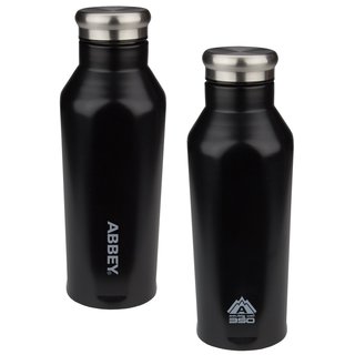 Abbey Camp® Doppelwandige Trinkflasche • GODAFOSS • 0.35 L • Schwarz/Silber