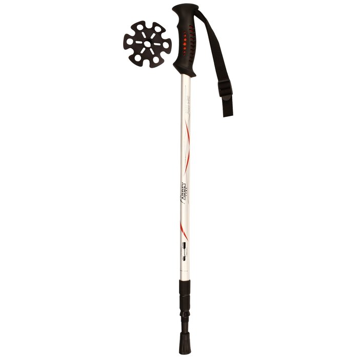 Abbey Camp® Abbey Camp® - Wandelstok Telescopisch Verstelbaar • INNSBRUCK-135 • Zilver/Rood