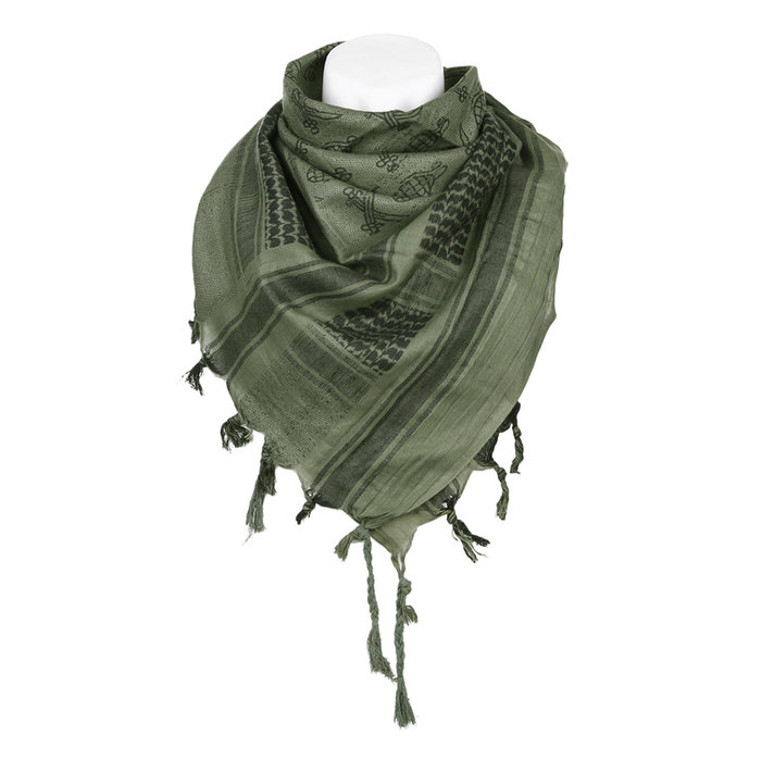 101 INC 101 INC - PLO Scarf - Hand grenade + swords - Black/Green