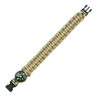 101 INC Paracord Armband met Kompas K2023 - 8 inch - Khaki
