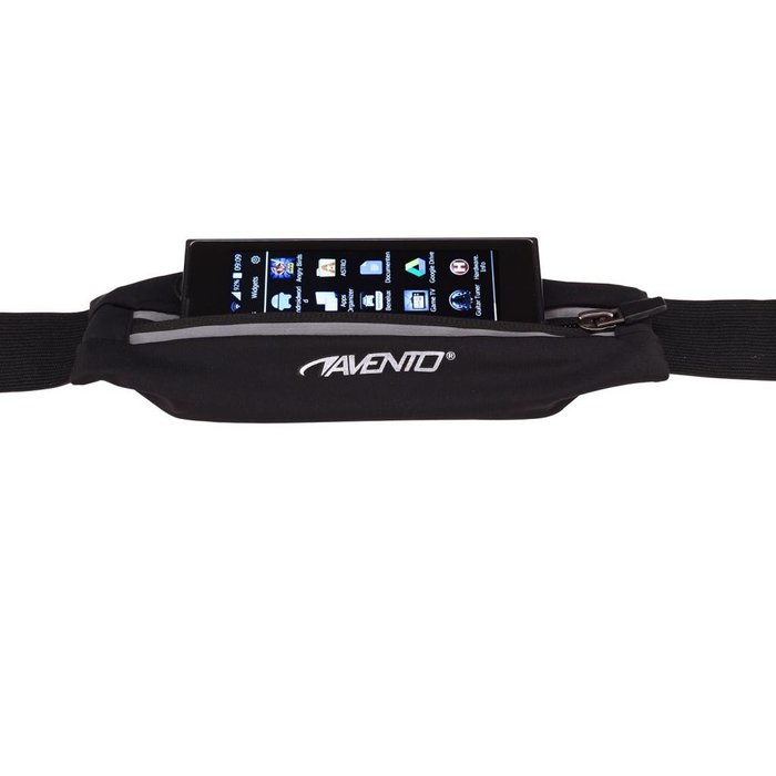 Avento® Avento® - Ceinture de sport avec un sac élastique • BASIC BLACK • Noir/Argent