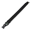101 INC Paracord Armband met Kompas - K2023 - Zwart - 9 inch