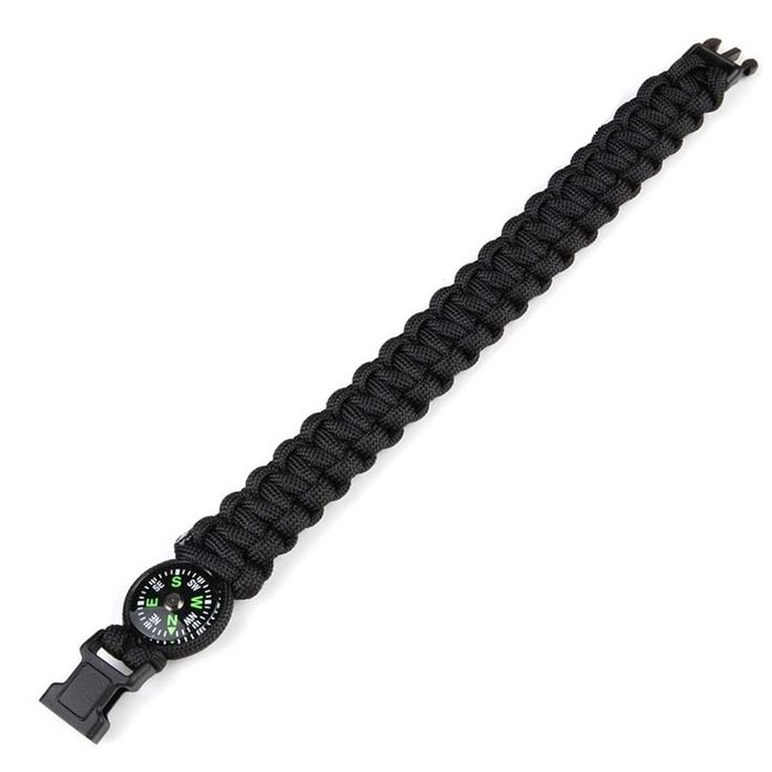 101 INC 101 INC - Bracelet de paracorde avec boussole - K2023 - Noir - 9 pouces